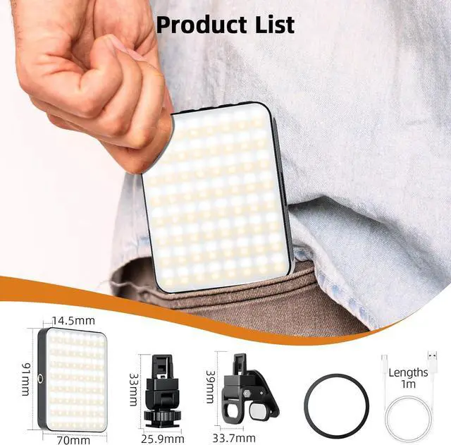 Alt view image 7 of 7 - Magnetic Selfie Light for Cell Phone 128 Led Selfie Light Compatible with Magsafe Rechargeable Portable Clip Fill Light with 3 Lights Modes for Phone Camera Laptop Camera