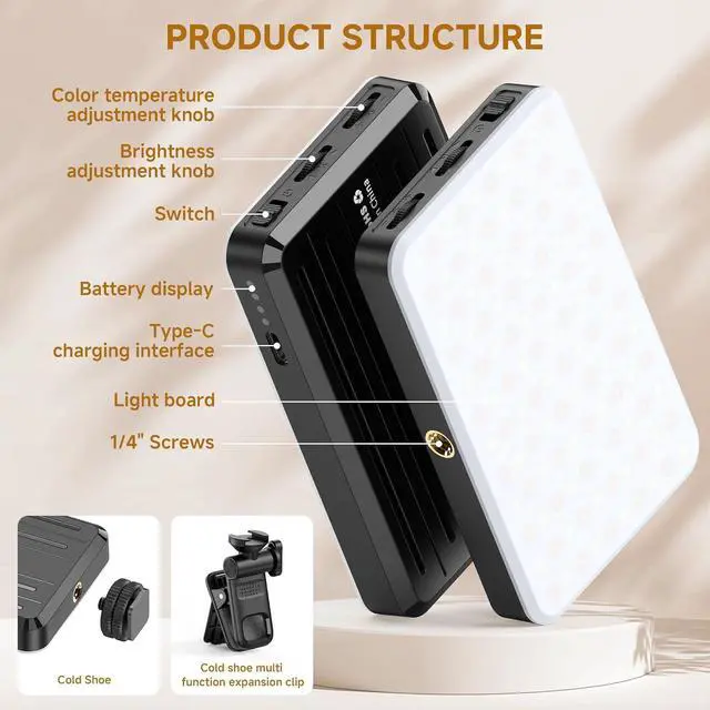 Alt view image 7 of 7 - Selfie Light Portable 120 LED Phone Light Clip Rechargeable Video Fill Light Up to 9000K Color Temperature Clip on Light for Phone iPhone Laptop Tablet Camera TikTok Video Recording Makeup