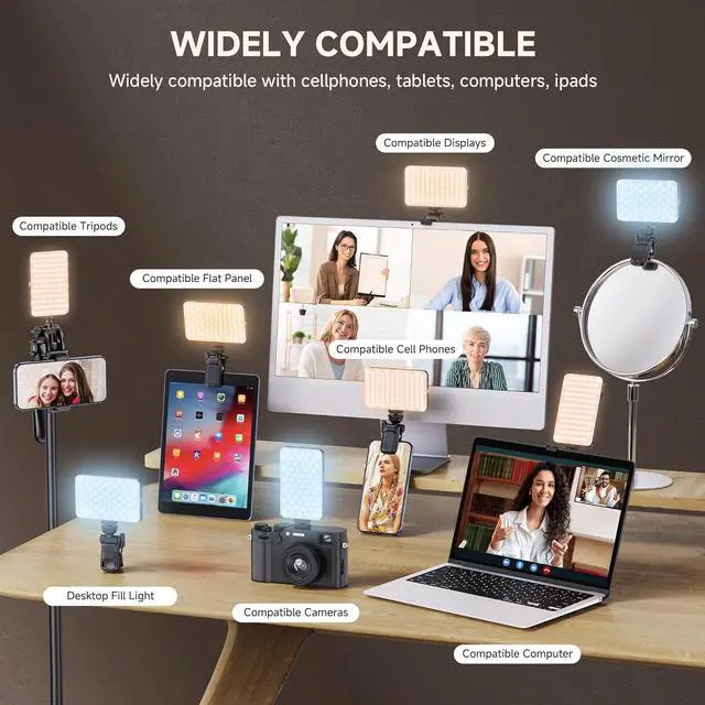 Alt view image 4 of 7 - Selfie Light Portable 120 LED Phone Light Clip Rechargeable Video Fill Light Up to 9000K Color Temperature Clip on Light for Phone iPhone Laptop Tablet Camera TikTok Video Recording Makeup