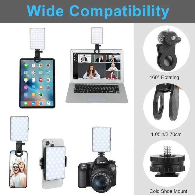 Alt view image 4 of 7 - Portable Selfie Phone Light with Front & Back Clip LED Video Light Photography Lighting Lamp with 3 Light Modes for iPhone Computer Laptop Cameras Vlogging Makeup Tiktok