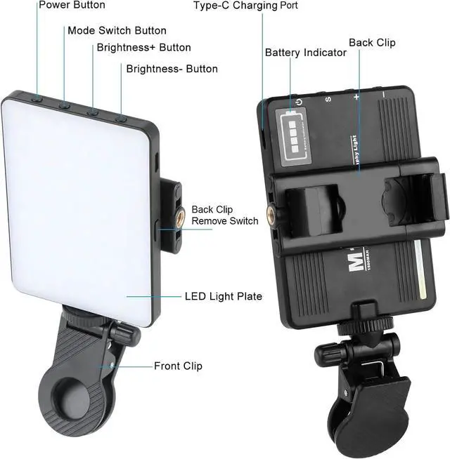 Alt view image 5 of 7 - Portable Selfie Phone Light with Front & Back Clip LED Video Light Photography Lighting Lamp with 3 Light Modes for iPhone Computer Laptop Cameras Vlogging Makeup Tiktok