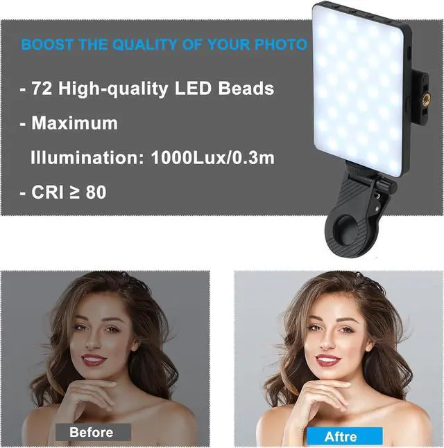 Alt view image 7 of 7 - Portable Selfie Phone Light with Front & Back Clip LED Video Light Photography Lighting Lamp with 3 Light Modes for iPhone Computer Laptop Cameras Vlogging Makeup Tiktok