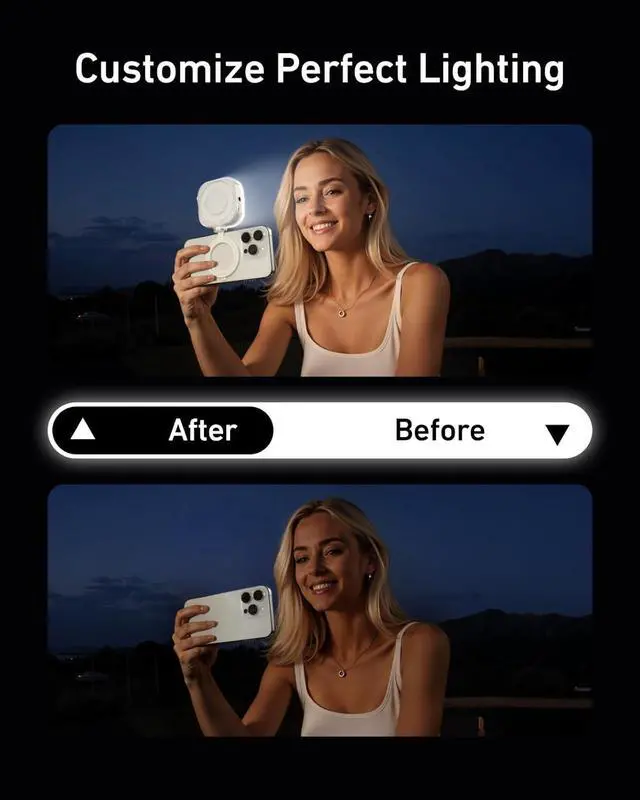 Alt view image 3 of 7 - Magnetic RGB Video Light for Phone/iPhone MagSafe/iPad/Laptop/Camera Selfie Light 360° Full Color CRI 95+/2500-9000K Portable Photography Lighting w Clip 2000mAh Rechargeable