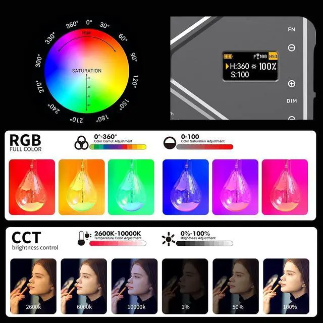 Alt view image 2 of 7 - NA225 Smartphone Photo Selfie Light 10W Portable RGB Video Phone Camera Light App Control 2500-9900K 4000mAh Rechargeable Battery Fill for Studio Photography Vlogging Streaming Live Beauty and Video