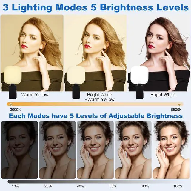 Alt view image 3 of 7 - Video Conference Light Rechargeable with Clip Suitable for Phone Tablets Laptops Cameras with 3 Light Modes and 5 Brightness Levels Suitable for Selfie Makeup Video Conferencing Live Streaming