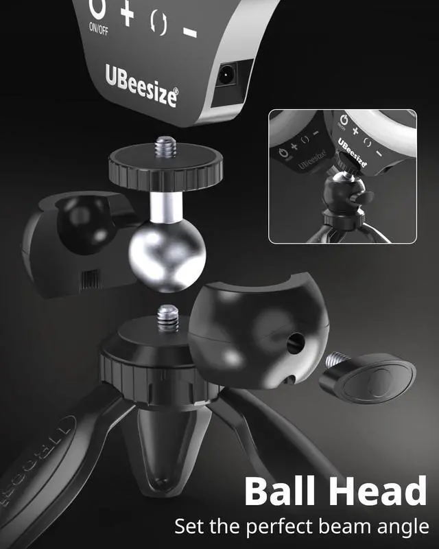 Alt view image 2 of 6 - 10 Selfie Ring Light with Tripod Stand & Cell Phone Holder Dimmable Desktop LED Circle Light for Live Streaming/Makeup/YouTube/TIK Tok Compatible with iOS and Android Phones Black