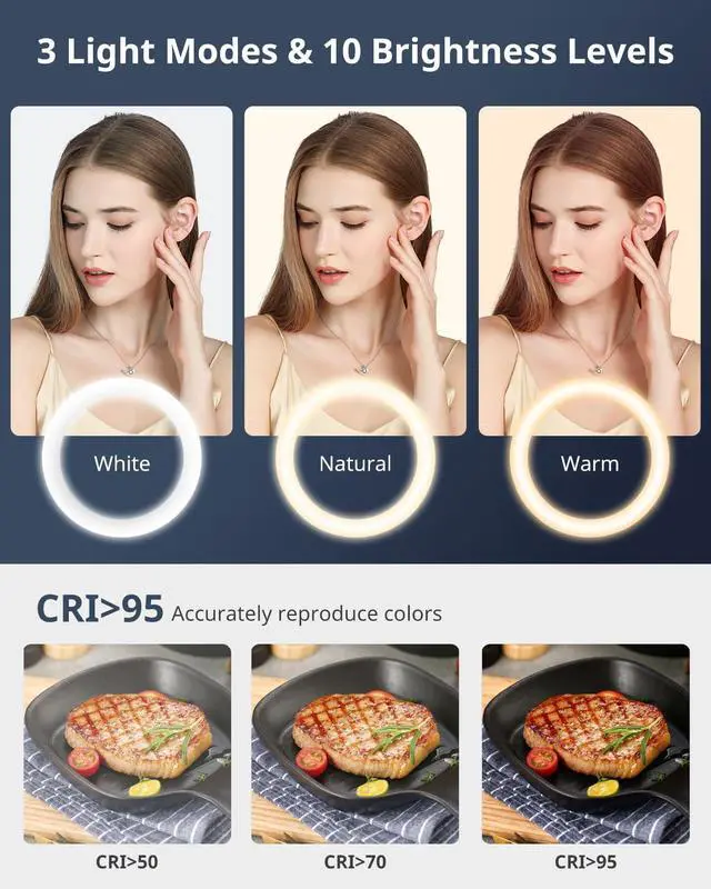Alt view image 4 of 6 - 12 Selfie Ring Light with Stand and Overhead Phone Mount 62 Foldable Tripod for iPhone with Ringlight Phone Light for Video Recording Cooking Photography Live Streaming Tiktok YouTube