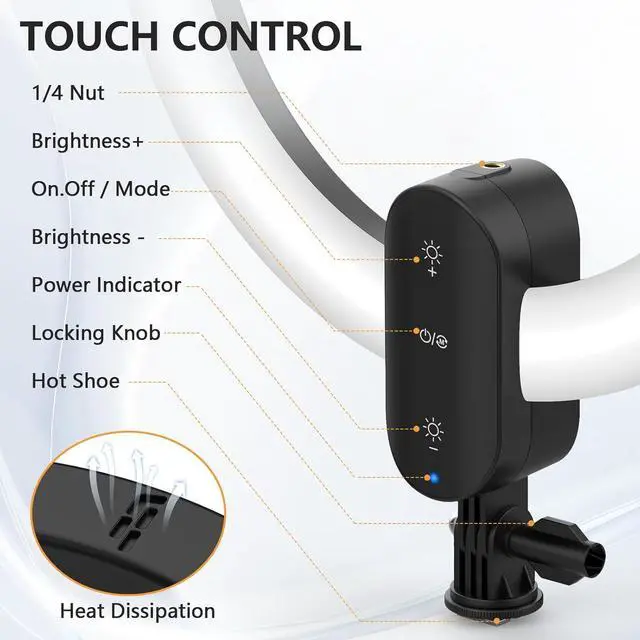 Alt view image 4 of 7 - 12 Selfie Ring Light with 63 Tripod Stand/Phone Holder 20W LED Circle Lights Dimmable 3000-6500K with Remote Control and Built-in Rechargeable Battery for Vlog Makeup YouTube Camera