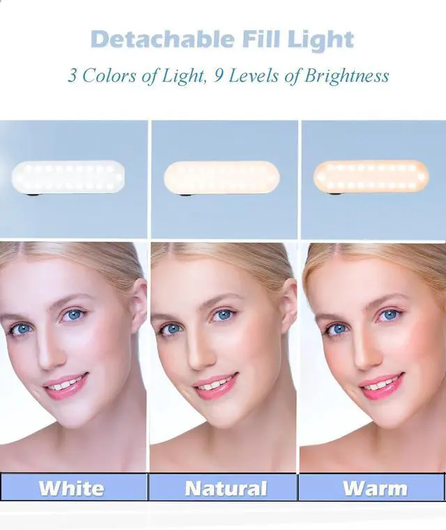 Alt view image 4 of 7 - Selfie Stick Tripod with Light Extendable Selfie Stick with Detachable Wireless Remote Travel Video Phone Tripod Stand with Light Cell Phone Mount Holder Compatible with iPhone Smart Phone Android