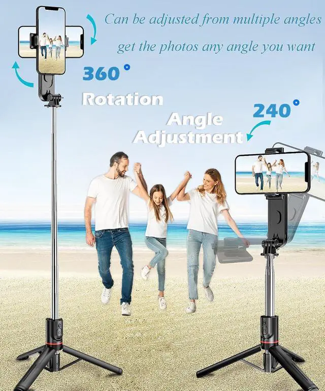 Alt view image 5 of 7 - Selfie Stick Tripod with Light Extendable Selfie Stick with Detachable Wireless Remote Travel Video Phone Tripod Stand with Light Cell Phone Mount Holder Compatible with iPhone Smart Phone Android