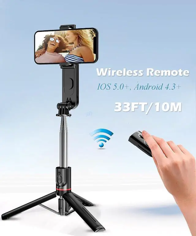 Alt view image 7 of 7 - Selfie Stick Tripod with Light Extendable Selfie Stick with Detachable Wireless Remote Travel Video Phone Tripod Stand with Light Cell Phone Mount Holder Compatible with iPhone Smart Phone Android