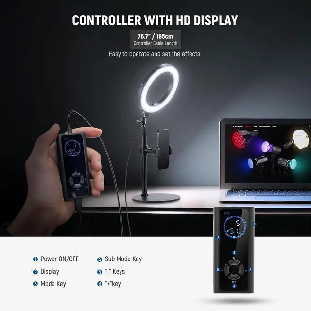 Alt view image 5 of 7 - 8 Desk Ring Light with Stand Circle Selfie Light with Phone Holder for iPhone Streaming Vlogging Video Recording 18W Video Conference Lighting Kit for Laptop Computer Zoom Call Podcast RH8B