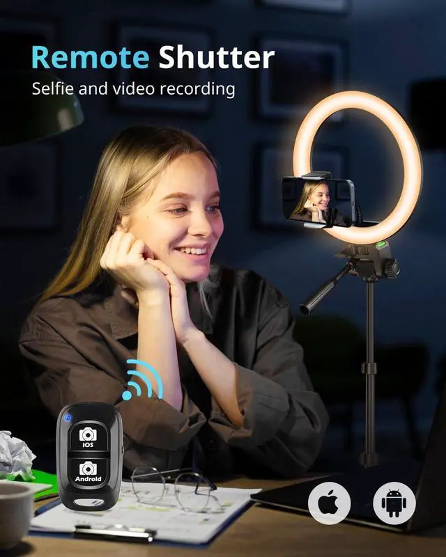 Alt view image 6 of 6 - 12 RGB Ring Light with 50 Tripod Stand & Phone Holder Dimmable Selfie Light for TikTok YouTube Live Streaming & Photography