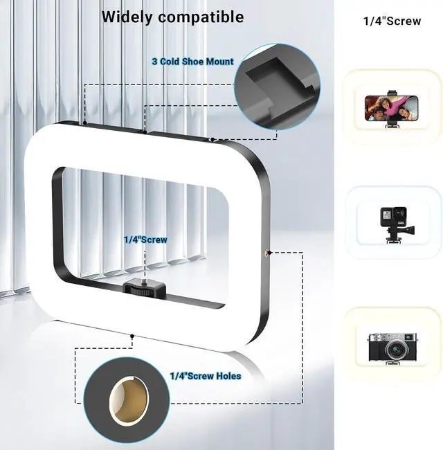 Alt view image 4 of 7 - Rechargeable Ring Light Without Stand Cordless Square Ring Light for 360 Photo Booth Accessories Phone Video Stabilizer for iPhone with 4000mAh Built-in Battery for Video Recording Streaming