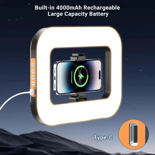 Alt view image 5 of 7 - Rechargeable Ring Light Without Stand Cordless Square Ring Light for 360 Photo Booth Accessories Phone Video Stabilizer for iPhone with 4000mAh Built-in Battery for Video Recording Streaming