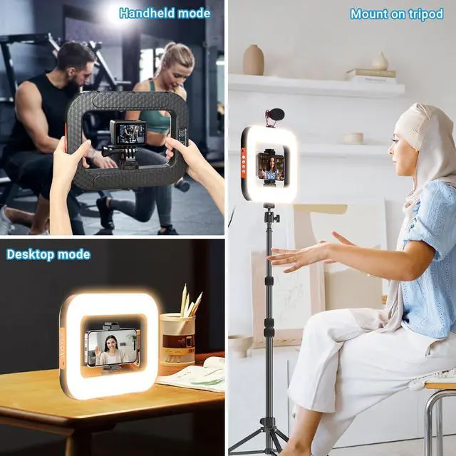 Alt view image 6 of 7 - Rechargeable Ring Light Without Stand Cordless Square Ring Light for 360 Photo Booth Accessories Phone Video Stabilizer for iPhone with 4000mAh Built-in Battery for Video Recording Streaming