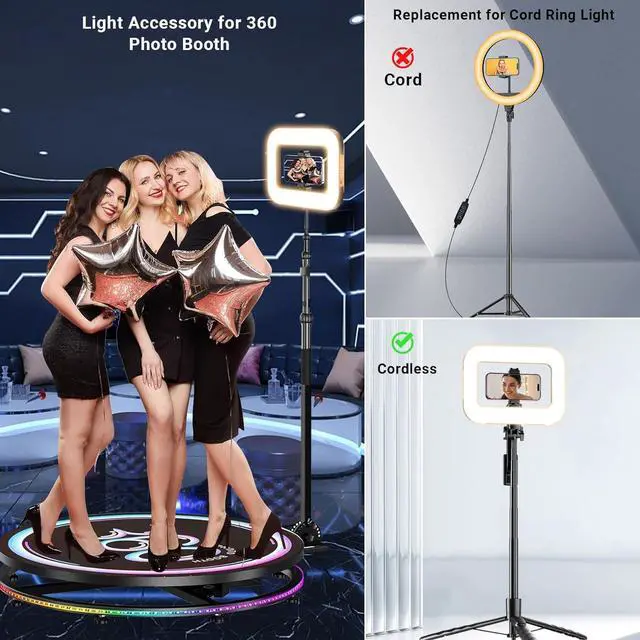 Alt view image 7 of 7 - Rechargeable Ring Light Without Stand Cordless Square Ring Light for 360 Photo Booth Accessories Phone Video Stabilizer for iPhone with 4000mAh Built-in Battery for Video Recording Streaming