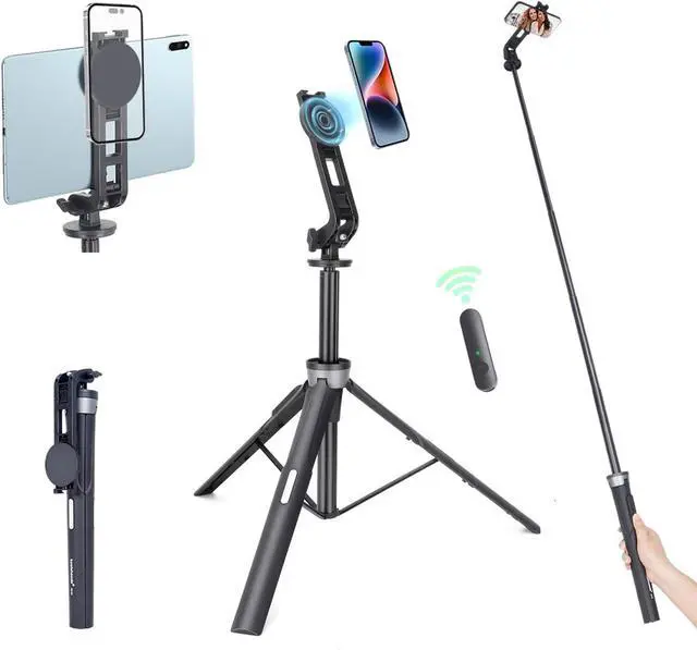 Main image of Koolehaoda 64 Magnetic Selfie Stick Phone Tripod with Wireless Remote Compatible with MagSafe Portable 5 in 1 Phone Tripod Fit for iPhone 15/14/13 Pro Max Gopro Android Camera & Tablet