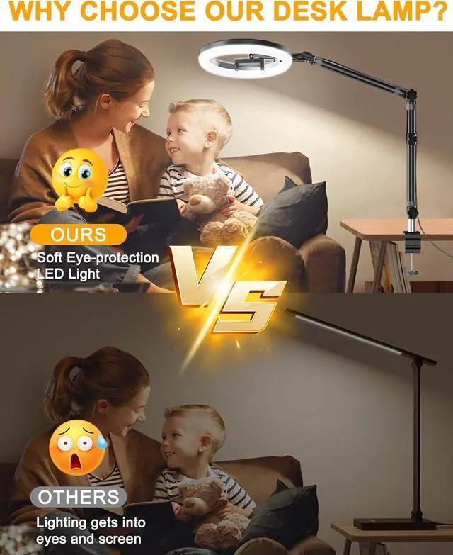 Alt view image 7 of 7 - 10 Desk Ring Light with Stand for Zoom Meetings Ring Light for Desk with Clamp Flexible Height Video Conference Light Adjust Arm Desk Lamp Zoom Light for Home Office