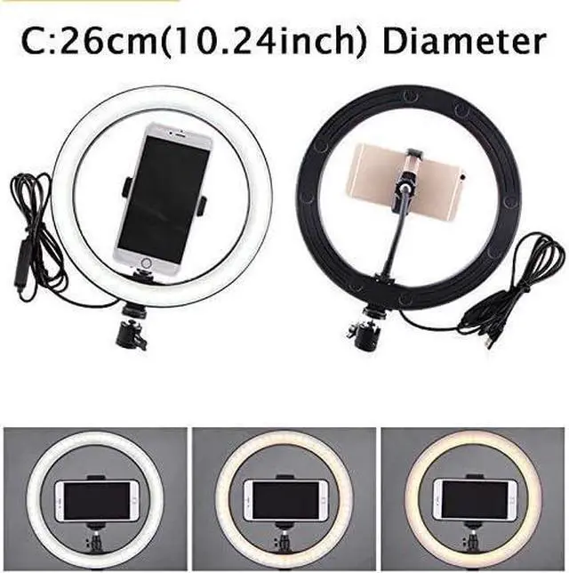 Alt view image 7 of 7 - Ring Light Dimmable with 3 Light Modes & 10 Brightness Level LED Ring Fill Lights for Phone Live Stream Makeup YouTube Shooting (C(10Ring Light with Clip))