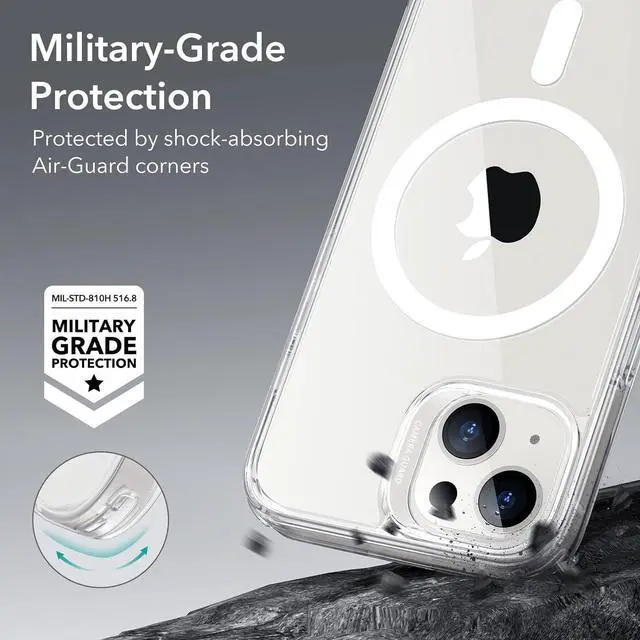 Alt view image 5 of 7 - Case for iPhone 14/iPhone 13 Compatible with MagSafe Classic Hybrid Magnetic Mobile Phone Case iPhone 14/13 Case Military Standard Drop Protection Scratch-Resistant Back Clear