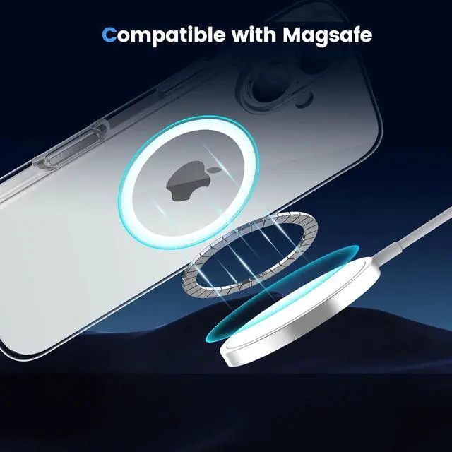 Alt view image 3 of 7 - for iPhone 16 Pro Case Clear [Compatible with Magsafe][Anti-Yellowing][Military-Grade Protection] Shockproof Slim Magnetic Phone Case for iPhone 16 Pro Transparent