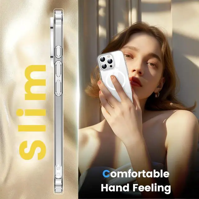 Alt view image 6 of 7 - for iPhone 16 Pro Max Case Clear [Compatible with Magsafe][Anti-Yellowing][Military-Grade Protection] Shockproof Slim Magnetic Phone Case for iPhone 16 Pro Max Transparent