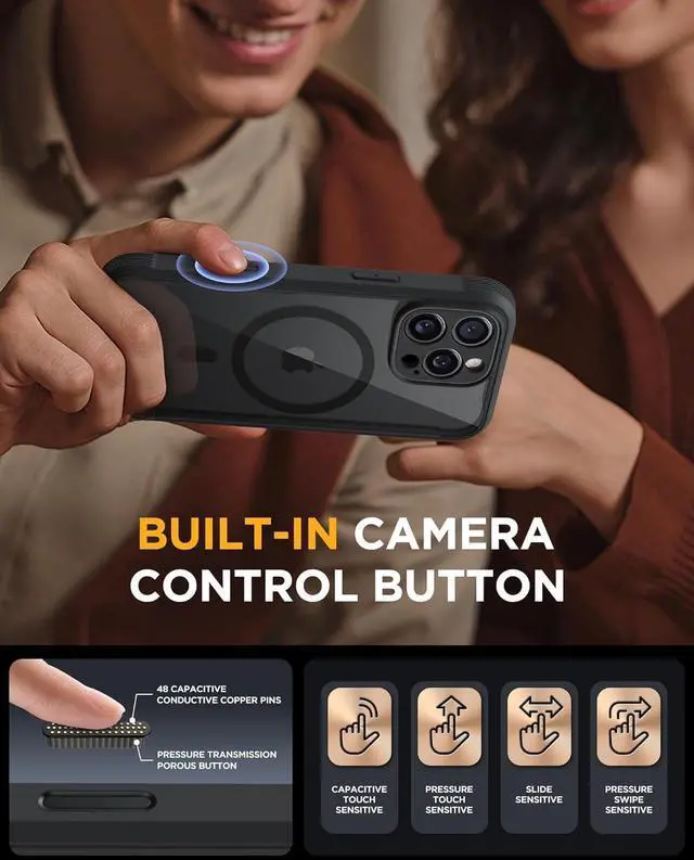 Alt view image 4 of 7 - Magnetic for iPhone 16 Pro Case Full-Body Phone with Built-in Glass Screen Protector [Compatible with MagSafe] Military Drop Proof 16 Pro Cover Bumper 6.3 inch Black