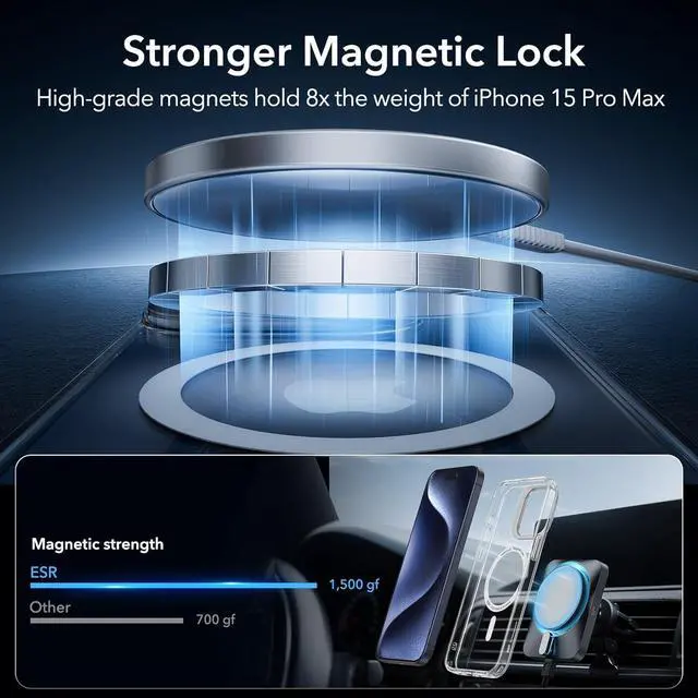 Alt view image 5 of 7 - for iPhone 15 Pro Max Case Compatible with MagSafe Military-Grade Protective Clear Case for iPhone 15 Pro Max Built-in Stash Stand Phone Case Scratch-Resistant Back Cover Classic Series Clear