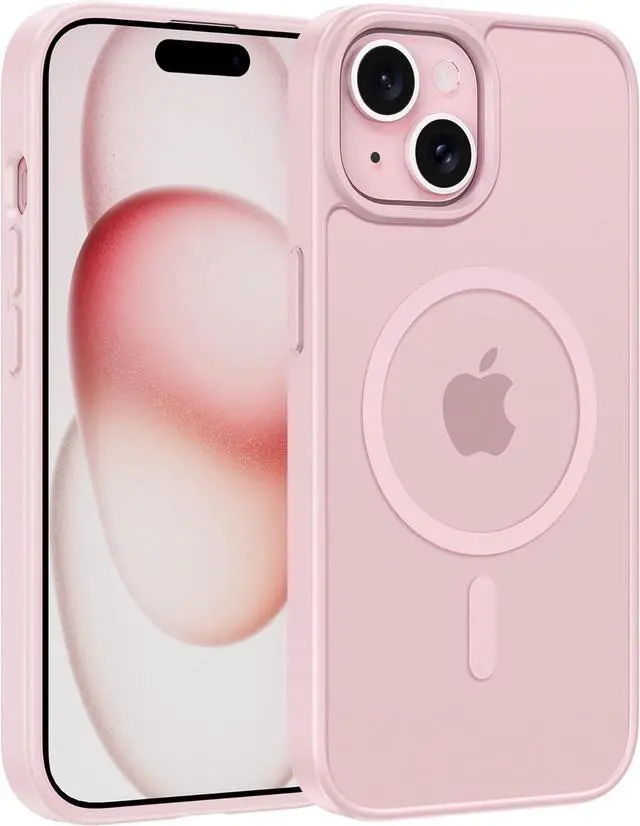 Main image of for iPhone 15 Case: for iPhone 14 & iPhone 13 Case | Magnetic Frosted Translucent Slim Shockproof Cell Phone Cover | Military Grade Protection Drop Proof Tough Protective Cases - Pink
