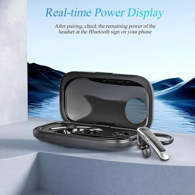 Alt view image 4 of 6 - Bluetooth Headset Wireless Bluetooth Earpiece with LED Charging Case Hands Free Noise Canceling Headphones with Dual-Mic for Computer Cell Phones Trucker Home Office Work - Black