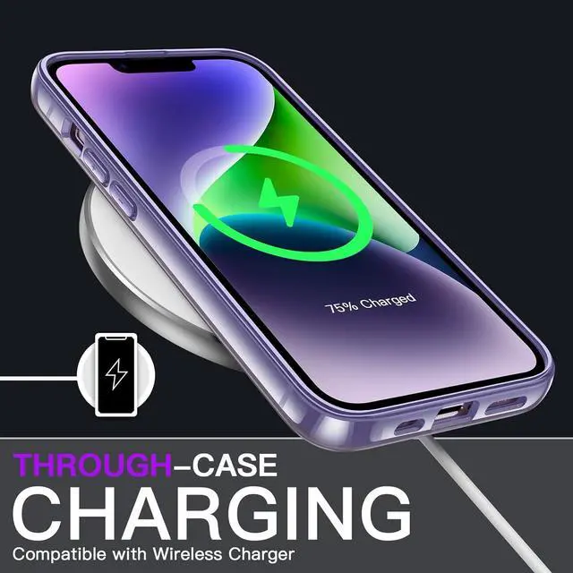 Alt view image 4 of 6 - Case for iPhone 14 6.1-Inch Non-Yellowing Shockproof Phone Bumper Cover Anti-Scratch Clear Back (Deep Purple)