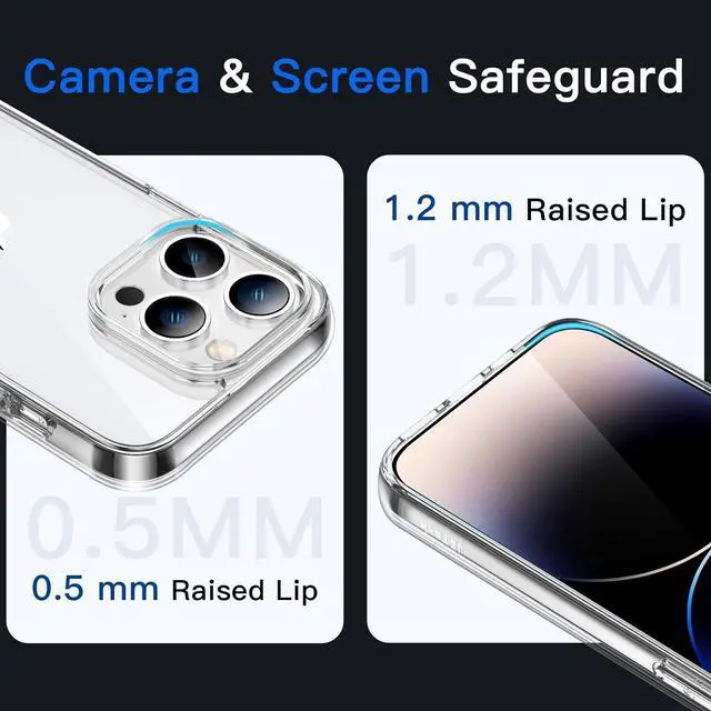 Alt view image 5 of 6 - Case for iPhone 14 Pro Max 6.7-Inch Non-Yellowing Shockproof Phone Bumper Cover Anti-Scratch Clear Back (Clear)