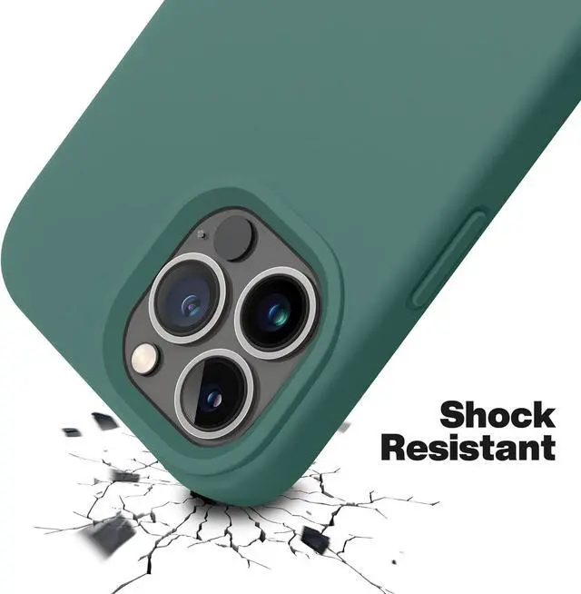 Alt view image 6 of 7 - for iPhone 13 Pro Case [Compatible with MagSafe] Full-Body Silicone Shockproof Slim Thin Phone Case for iPhone 13 Pro 6.1 inch (Midnight Green)