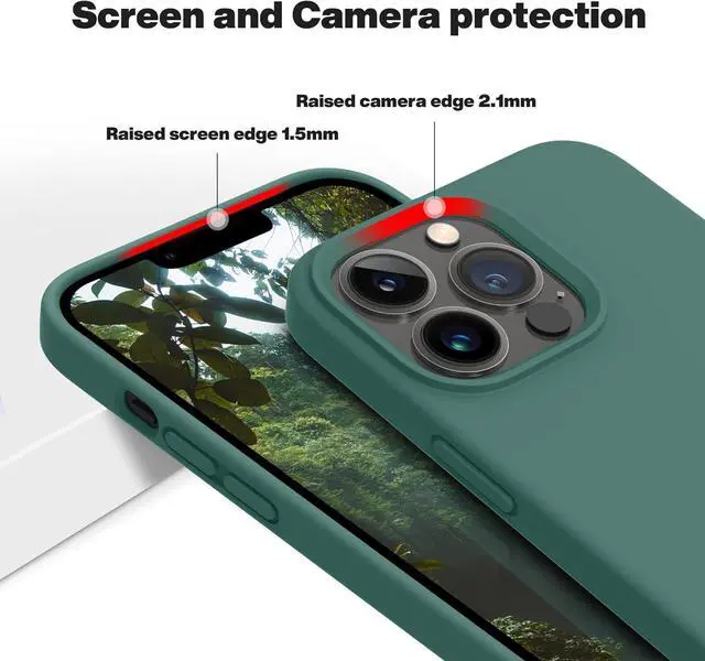 Alt view image 7 of 7 - for iPhone 13 Pro Case [Compatible with MagSafe] Full-Body Silicone Shockproof Slim Thin Phone Case for iPhone 13 Pro 6.1 inch (Midnight Green)