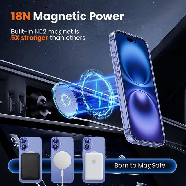 Alt view image 4 of 7 - 3 in 1 for iPhone 16 Case Clear with MagSafe Not Yellowing Screen Protector*1 Camera Lens Protector*1 Military-Grade Protection for iPhone 16 Phone Case 6.1 inch Clear