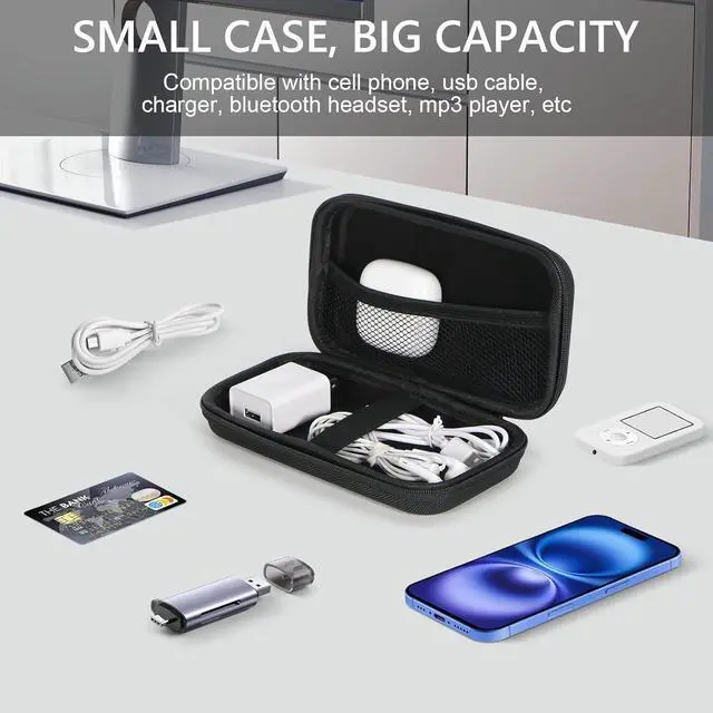 Alt view image 2 of 7 - Portable Protection Hard EVA Case for External Battery Cell Phone GPS Hard Drive USB Charging Cable Carrying Bag Mesh Inner Pocket Zipper Enclosure Universal Travel Pouch Bag