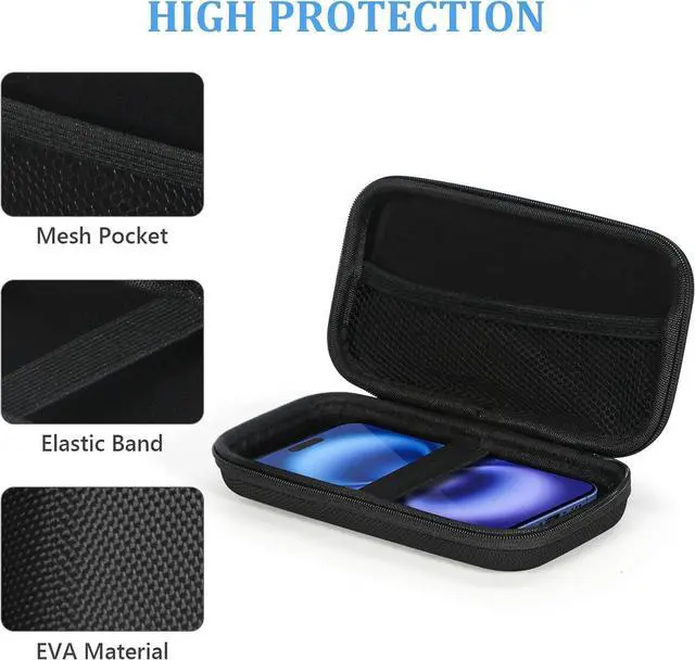 Alt view image 4 of 7 - Portable Protection Hard EVA Case for External Battery Cell Phone GPS Hard Drive USB Charging Cable Carrying Bag Mesh Inner Pocket Zipper Enclosure Universal Travel Pouch Bag
