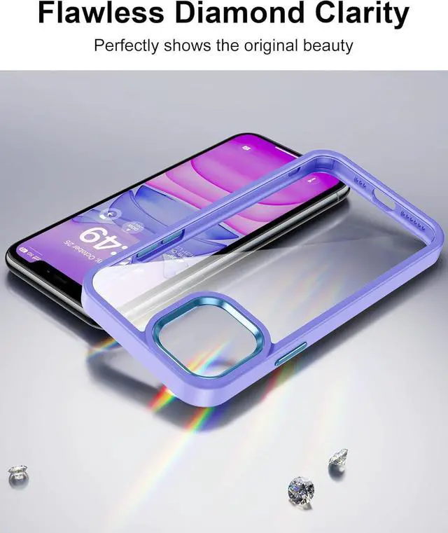 Alt view image 3 of 7 - Case for iPhone 11 6.1-Inch Non-Yellowing Drop Protection Anti-Scratch Transparent Hard Back Phone Cover - Light Purple