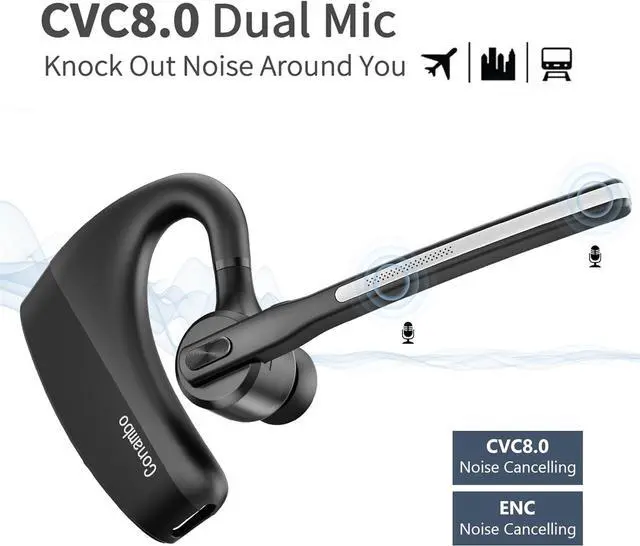 Alt view image 3 of 7 - Bluetooth Headset V5.2 Wireless Bluetooth Earpiece with 750mAH Charging Case 64Hrs Talktime Wireless Headset with CVC8.0 Dual Mic Noise Canceling for iPhone Cellphone Trucker Work