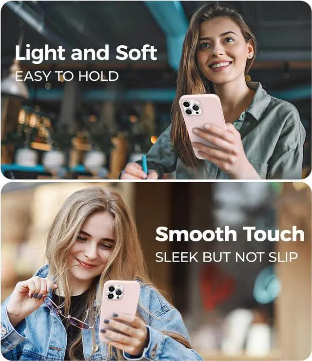 Alt view image 2 of 7 - Magnetic for iPhone 13 Pro Max Phone Case [Compatible with MagSafe][Military Shockproof Protection] Silicone Case with Soft Anti-Scratch Microfiber Lining 6.7 inch Chalk Pink