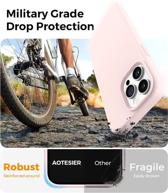 Alt view image 4 of 7 - Magnetic for iPhone 13 Pro Max Phone Case [Compatible with MagSafe][Military Shockproof Protection] Silicone Case with Soft Anti-Scratch Microfiber Lining 6.7 inch Chalk Pink