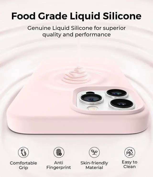 Alt view image 5 of 7 - Magnetic for iPhone 13 Pro Max Phone Case [Compatible with MagSafe][Military Shockproof Protection] Silicone Case with Soft Anti-Scratch Microfiber Lining 6.7 inch Chalk Pink