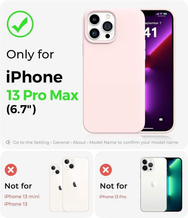 Alt view image 6 of 7 - Magnetic for iPhone 13 Pro Max Phone Case [Compatible with MagSafe][Military Shockproof Protection] Silicone Case with Soft Anti-Scratch Microfiber Lining 6.7 inch Chalk Pink