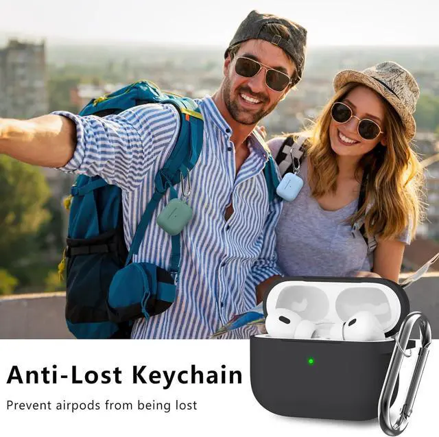 Alt view image 6 of 7 - for  Case Cover with Cleaner Kit Soft Silicone Protective Case for  AirPod Pro 2nd/1st Generation Case for Women Men  2/Pro Case Accessories with Keychain-Black