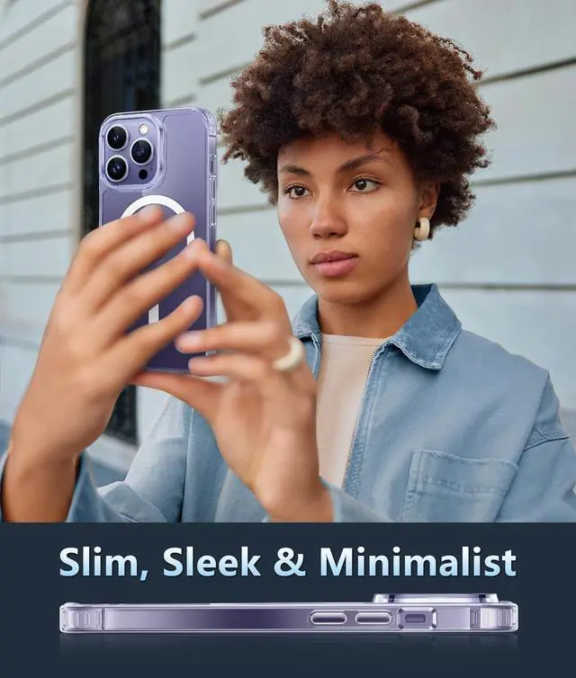 Alt view image 6 of 6 - for iPhone 14 Pro-Max Case: Clear Transparent Magnetic Drop Protective Cases | Shockproof Slim Thin Anti-Yellowing Cover & Shatterproof Rugged Hard Crystal TPU Phonecase