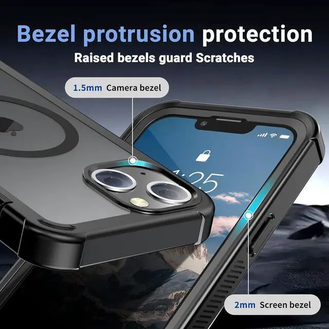 Alt view image 6 of 7 - for iPhone 13 case with [Compatible with MagSafe][Military Grade Drop Protection][Heavy Duty Protection][Non-Slip][Shockproof] with 2-Layer Durable Bumper Phone Case 6.1-Black