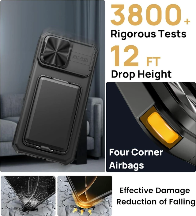Alt view image 5 of 7 - for iPhone 16 Pro Case with Card Holder & Kickstand Black