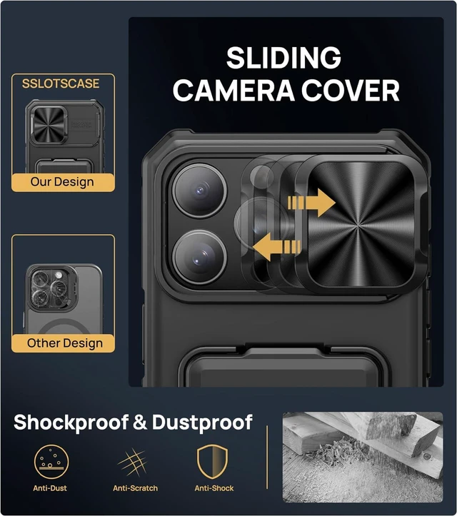 Alt view image 4 of 7 - for iPhone 16 Pro Case with Card Holder & Kickstand Black