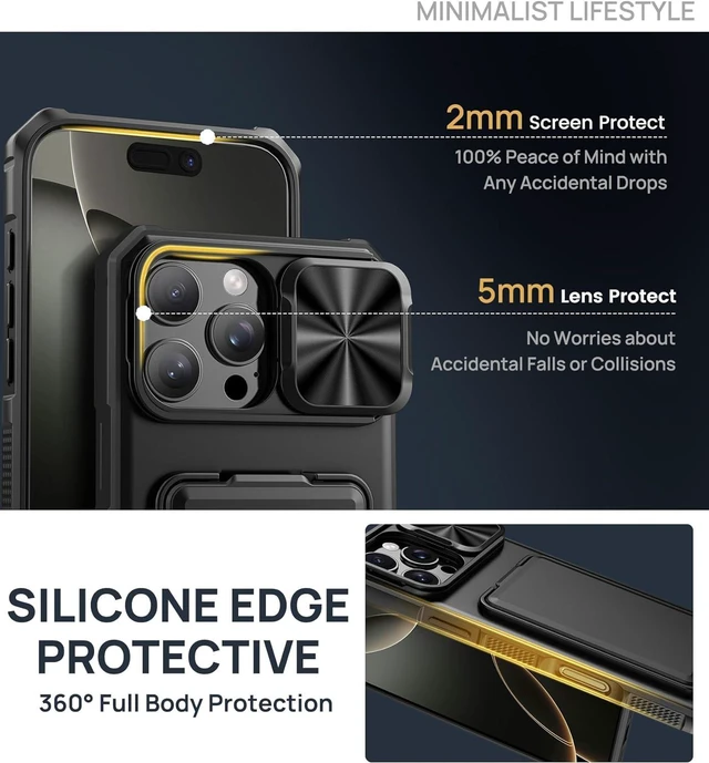 Alt view image 6 of 7 - for iPhone 16 Pro Case with Card Holder & Kickstand Black